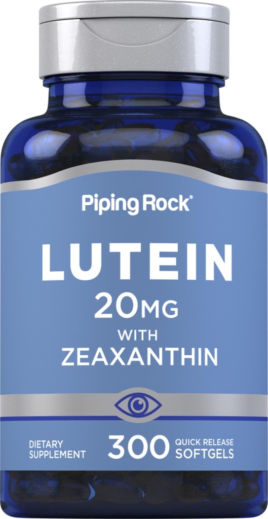 Piping Rock Lutein e Zeaxantina Suplemento □ 20 mg ~ 300 Softgels