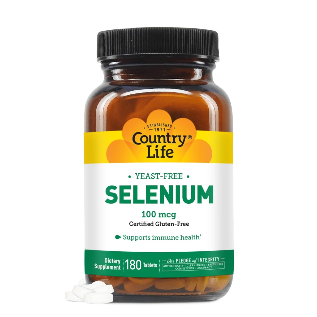 País Vida Selênio, Levedura Livre, Suporta Saúde Imune, 100 mcg, 180 comprimidos, Glúten Livre, Vegan, Halal