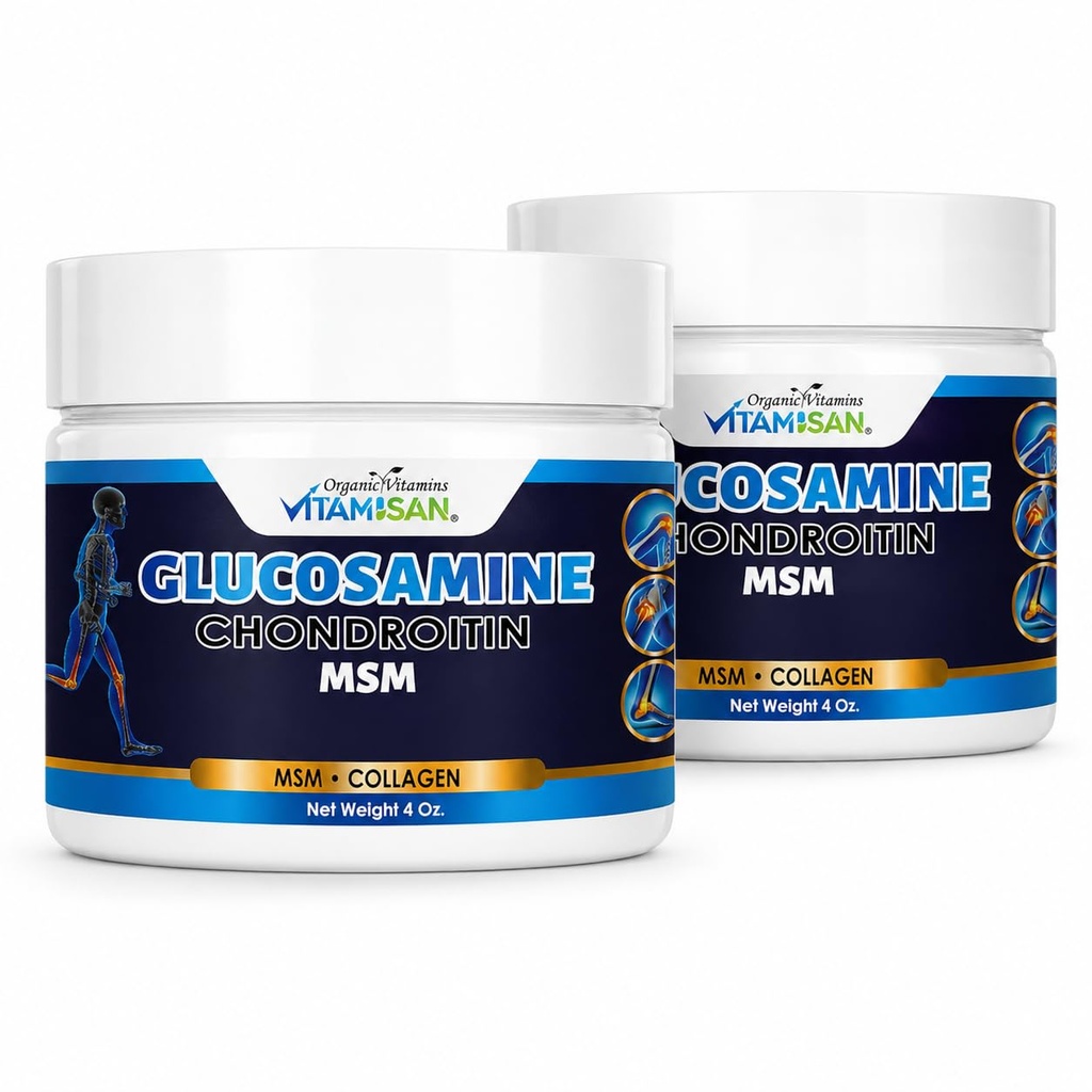 Embalagem VITAMISAN Glucosamina Condroitina HSH Colágeno e Arnica Creme 4 OZ 2