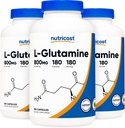 Nutricost L-Glutamina 800mg, 180 Cápsulas (3 frascos)