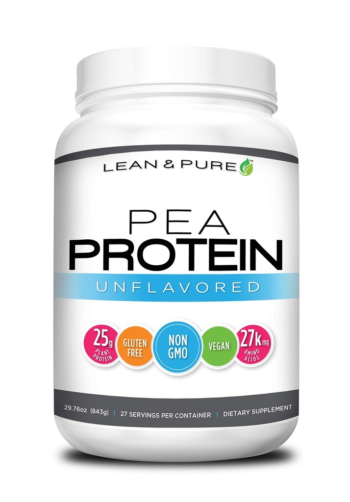 Lean & Pure Pea Protein Powder, Vegan, Baixo Carbo, 25g de proteína, Não OGM, Sem glúten, 27 Servings, 843g