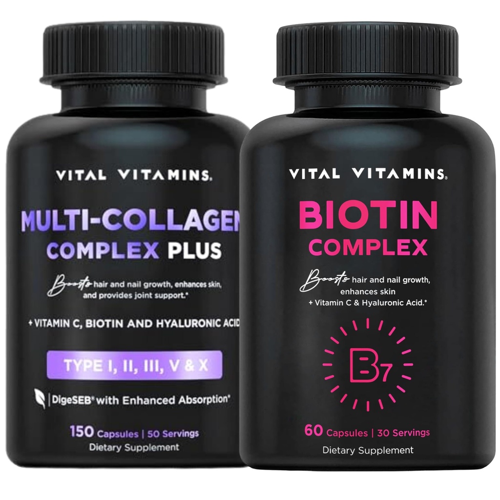 Vitaminas Vitaminas Vitais Multi Colágeno Plus pílulas + pílulas complexas de biotina