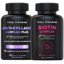 Vitaminas Vitaminas Vitais Multi Colágeno Plus pílulas + pílulas complexas de biotina