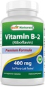 Melhores Natural Vitamina B2 (Riboflavina) 400mg - Alívio de Enxaqueca - Cápsulas Veggie - Precursor Conezyme - 120 Contagem