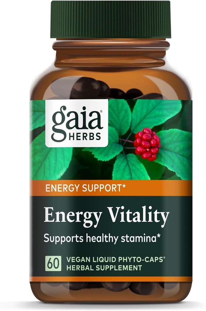 Gaia Herbs Vitalidade Energética - Suplemento de suporte energético para manter níveis de energia saudável e estresse - com Ginkgo, Ginseng, Chá Verde, e Nettle* - 60 Vegan líquido Phyto-Capsules (20-Dia de fornecimento)