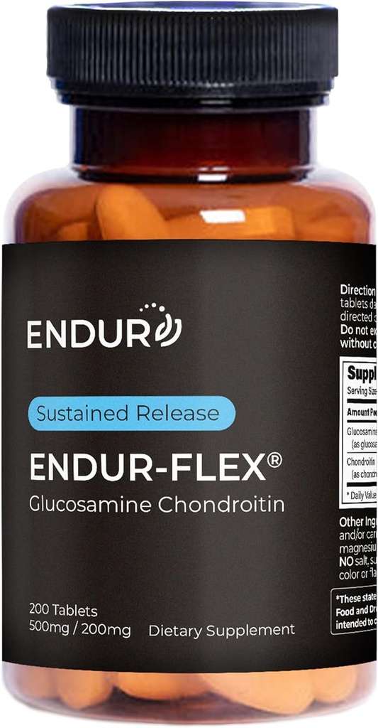 ENDUR-FLEX, suplemento de suporte conjunto de condroitina glucosamina para ajudar a preservar sua mobilidade ativa, sem glúten, 500mg/200mg (200 comprimidos)
