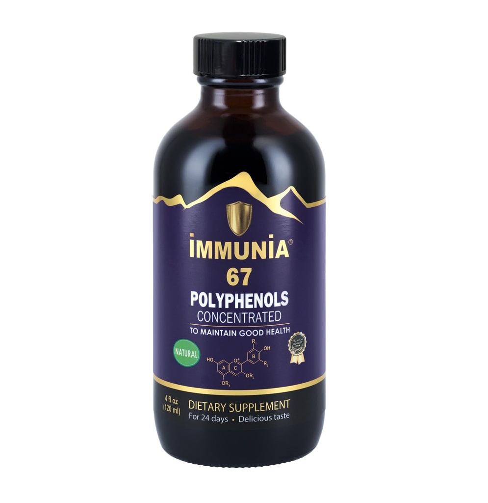 Immunia 67 Polifenóis - Concentrado de Amora & Frutas antioxidantes. Suplemento Antioxidante Premium com 67 Polifenóis (Antocianinas, Quercetina, Resveratrol, etc.) Fornecimento de 24 dias por frasco (1-Pack)