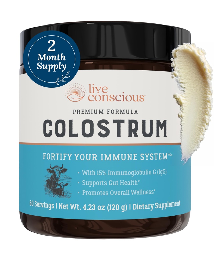 Pó de Colostro Consciente ao Vivo - Suplemento de Colostro Feita de Grama com Lactoferrina para Absorção de Ferro - Colostro Bovino um Suplemento do Sistema Imune