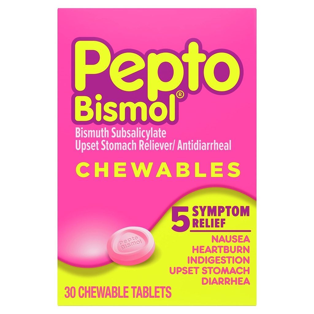 Pepto Bismol Pepto-Bismol comprimidos mastigáveis, 30 ct,