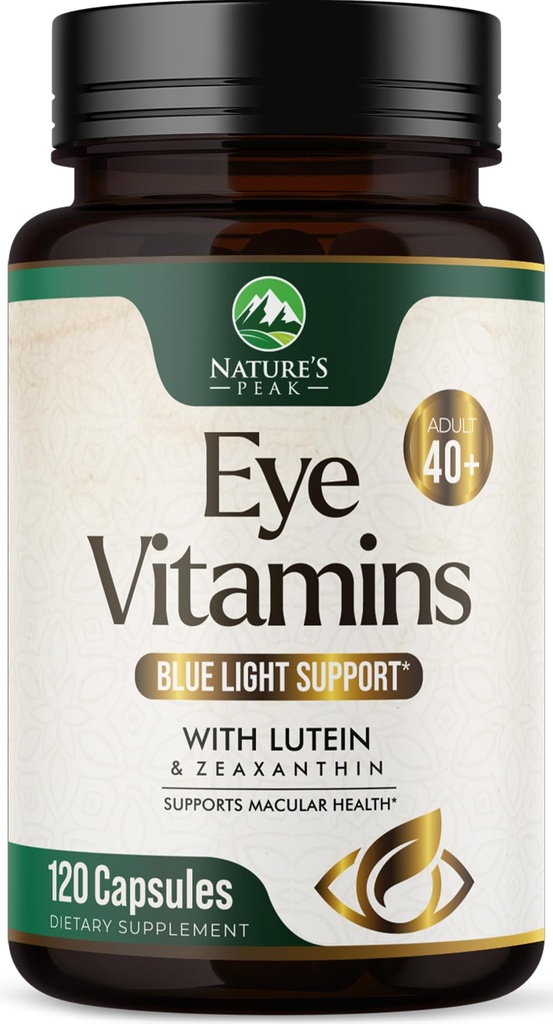 Vitaminas Oculares e Suplemento Mineral - Contém Zinco, Cobre, Lutein, & Zeaxanthin, Suporta Deformação Ocular Seca, Visão Saúde para Adultos, Não-GMO, Vegan Eye Care Pills & Minerals Suplementos - 120 Cápsulas