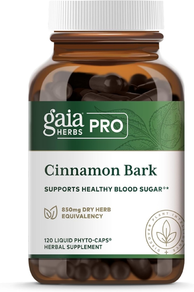 Gaia Herbs Pro Canela Bark - Suporta um metabolismo saudável - Orgânico, Vegan, Soy-Free & Gluten-Free - 120 líquido Phyto-Caps (120 Servings)