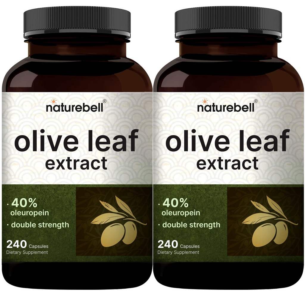 2 Embalagem Extrato de Folha de Oliva 30000mg, 480 Cápsulas totais □ 40% Oleuropein Activo, 50:1 Equivalente a Ervas – Rico em Polifenol e Antioxidantes Flavonóides para Imune & Saúde do Coração – Não-GMO