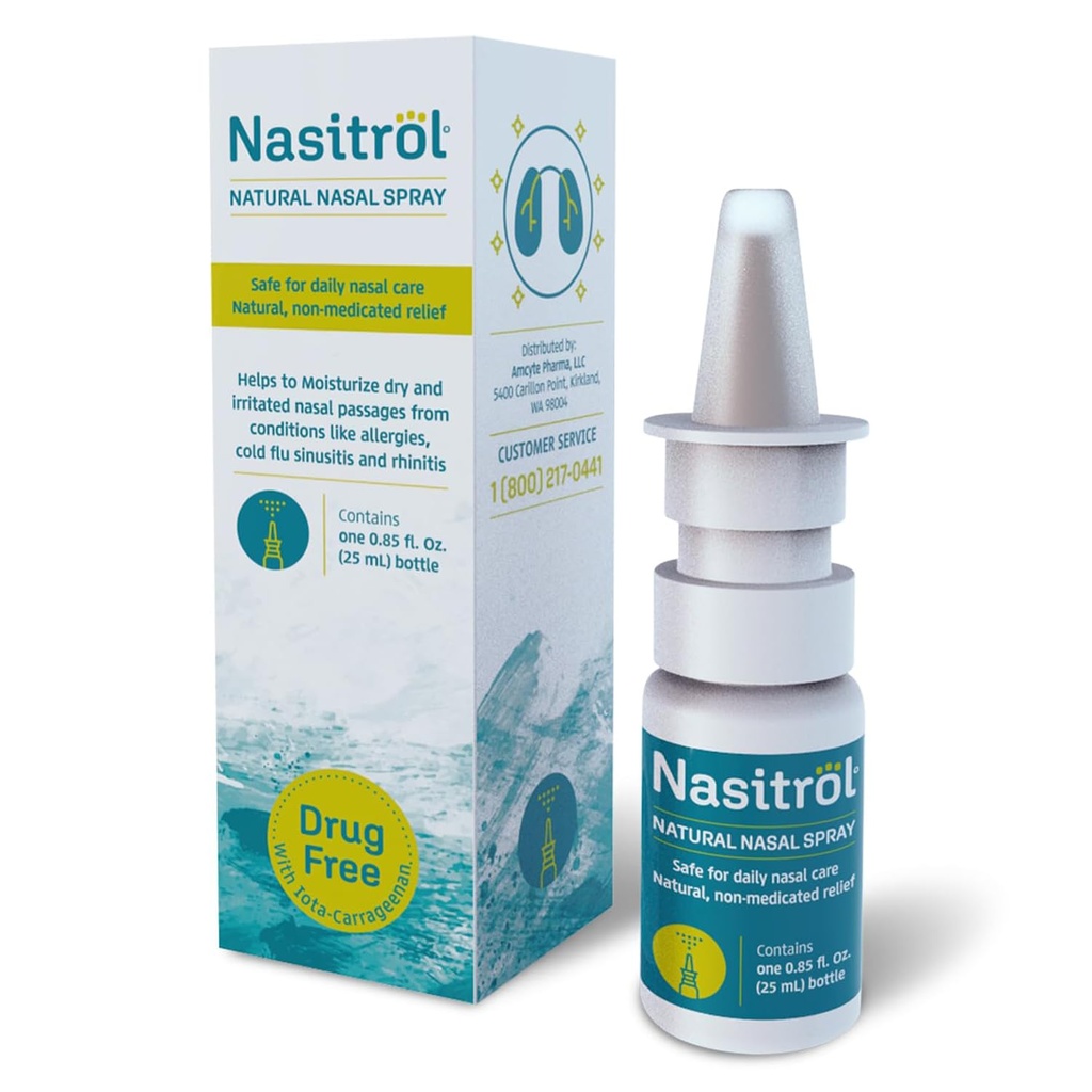 Natural Nasal Spray - All-Natural Saline Mist para congestão e cuidados diários de nariz - Nasal Spray Essential para temporada de frio e gripe - alívio instantâneo para adultos e crianças - 25 ml garrafa