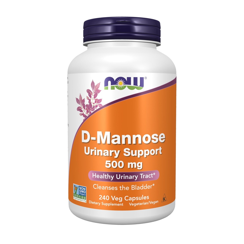 Now Foods Supplements, D-Mannose 500 mg, Projeto Não-GMO Verificado, Trato urinário saudável*, 240 Cápsulas Veg
