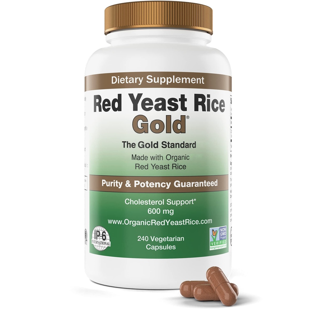 600 mg de arroz de levedura vermelha orgânica - IP6 Internacional - 240 Veg Caps