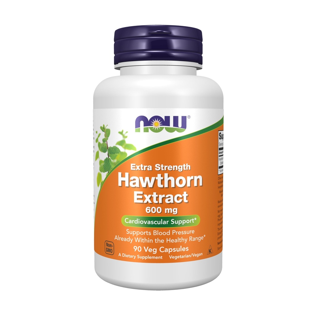 Now Foods Supplements, Hawthorn Extract 600 mg, Força Extra, Suporte Cardiovascular*, 90 Veg Cápsulas