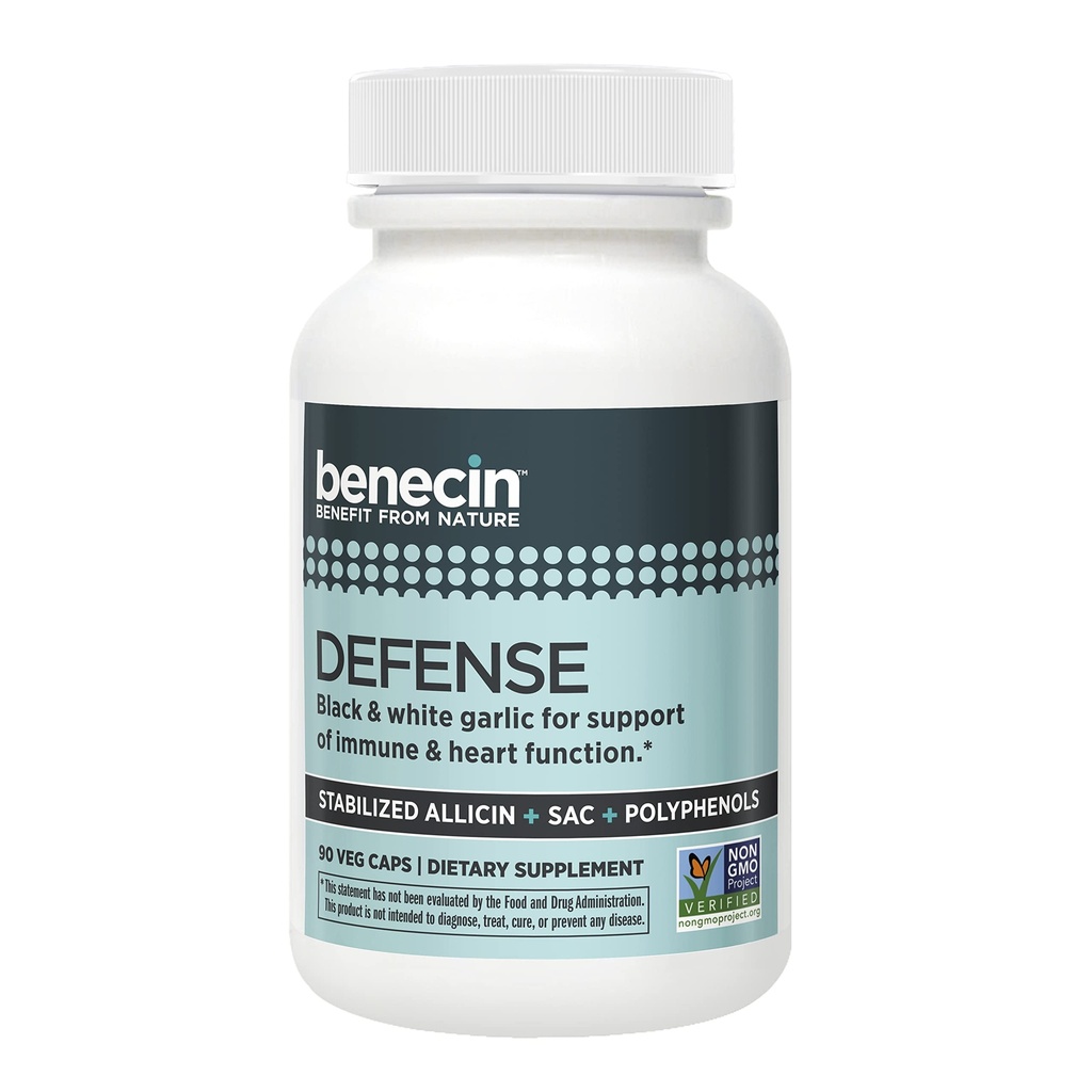 Benecin Defense 1500 mcg Alicina estabilizada por cápsula Mais altas quantidades de SAC & Polifenóis de Alho Preto       □ Apoio poderoso de Imune & Função do Coração (90 Contagem, 90, Contagem)