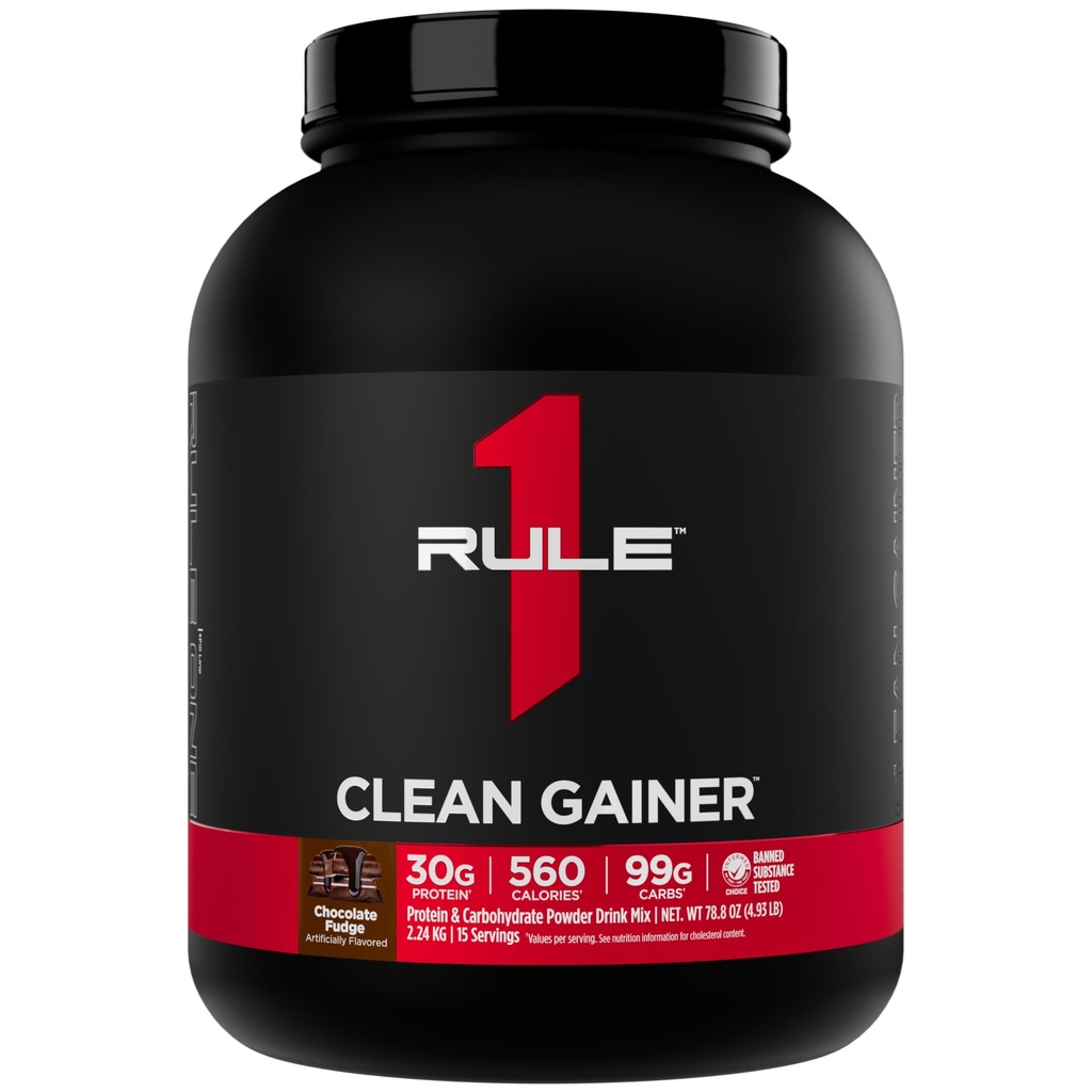Regra 1 Gainer limpo - alta protein Lean ganhar fórmula com 560 calorias, 30g de proteína de espectro completo, mais de 90g de carboidratos, sob 6g de gordura (15 Servings, Chocolate Fudge)