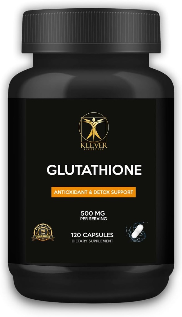 Estilo de vida de Klever, Glutationa, Suplemento Antioxidante, Suporta Saúde Celular, Destoxificação, Reparação de Tecidos e Função Imune, 120 Cápsulas