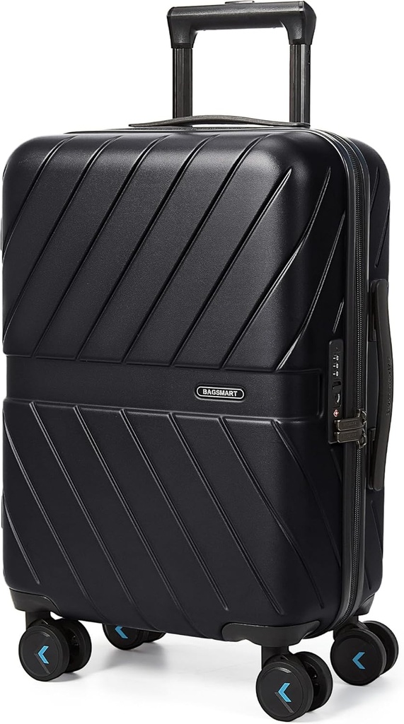 Bagagem 22x14x9 Airline Aprovado com TSA Lock, 1OO% Polycarbonate Hardside Bagagem com rodas Spinner, Durable Hard Shell Carry on Suitcase 20 polegadas Preto