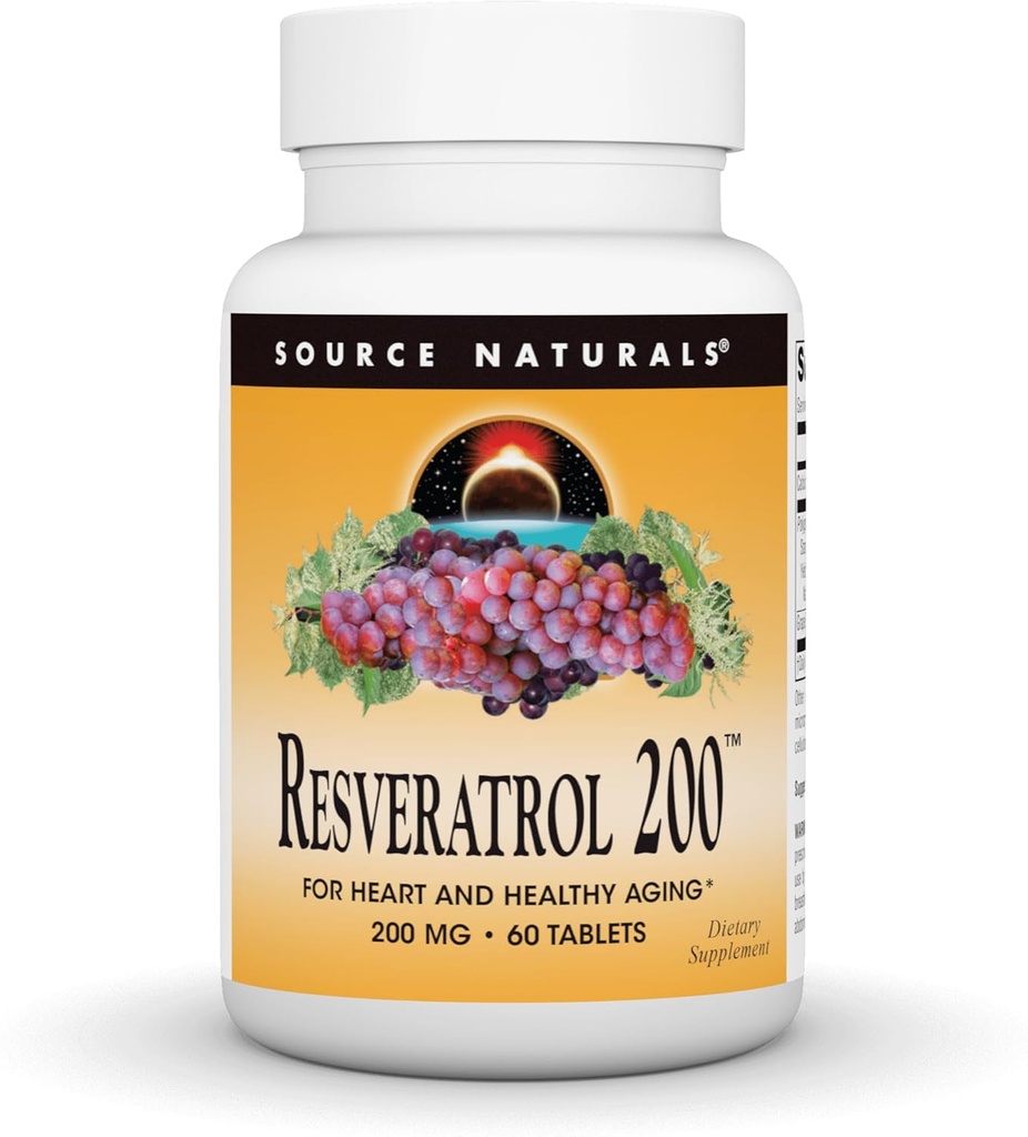 Fonte Natural Resveratrol, para Coração e Envelhecimento Saudável * 200 mg - 60 Comprimidos