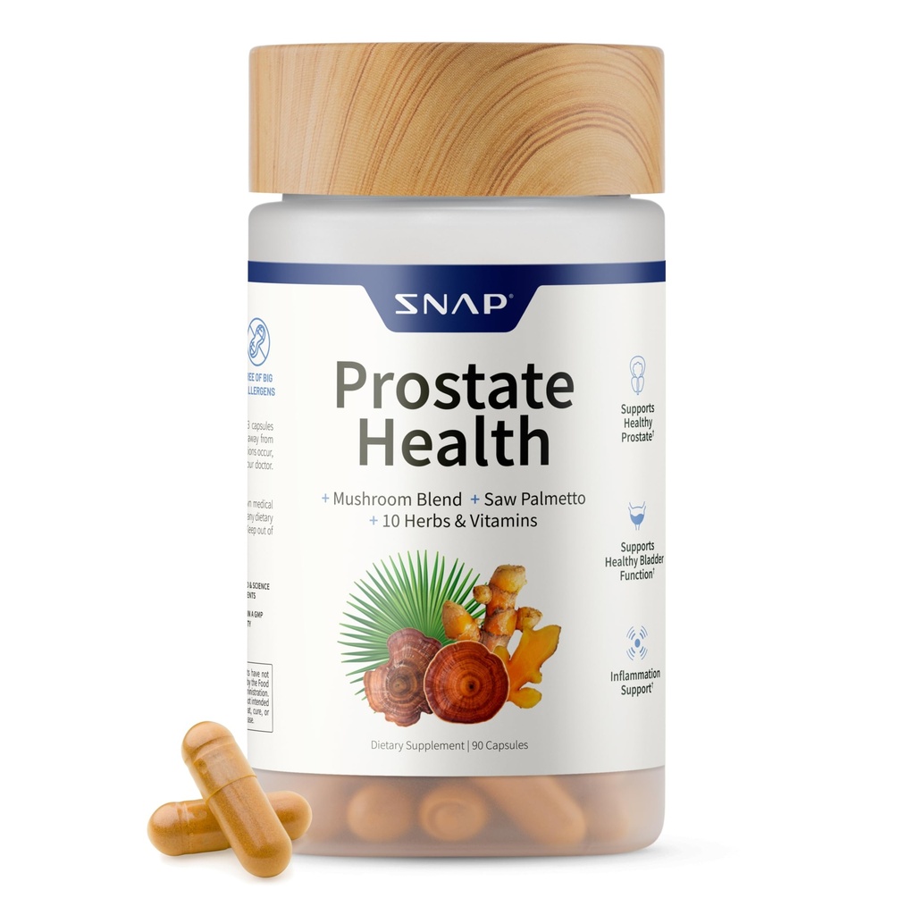 Snap Suplementos Saúde Próstata - Suporta Saúde Urinary Tract Masculino, 90 Cápsulas Vegetarianas (30 Servimentos, 1 Mês de Abastecimento)
