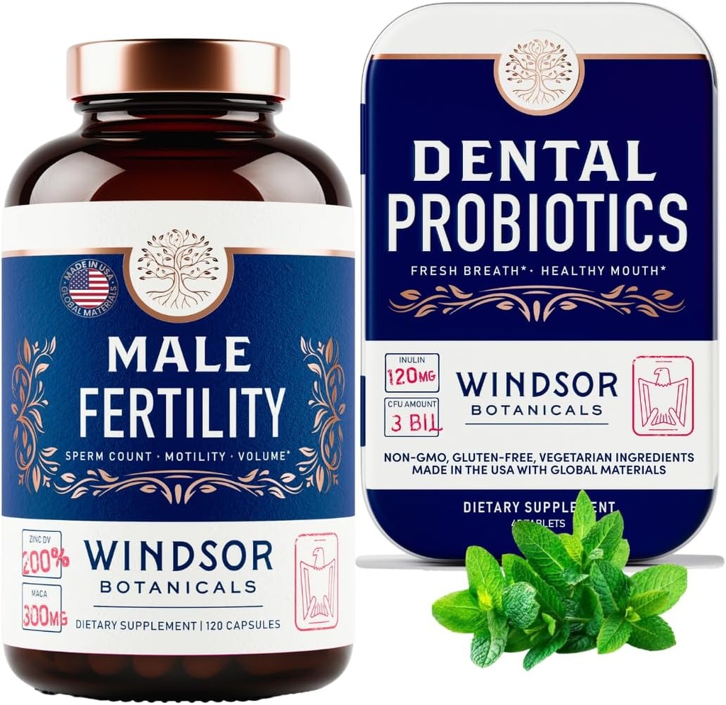 BOTÂNICAS WINDSOR Suplemento de fertilidade masculina e Probióticos dentários Saúde e bem-estar Bundle