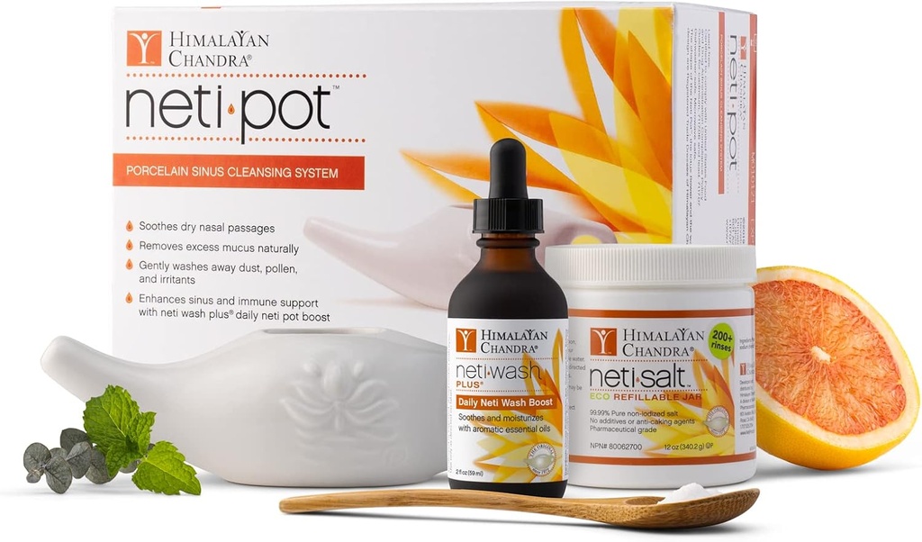 Himalayan Chandra Neti Pot completo Sinus Cleansing System Starter Kit