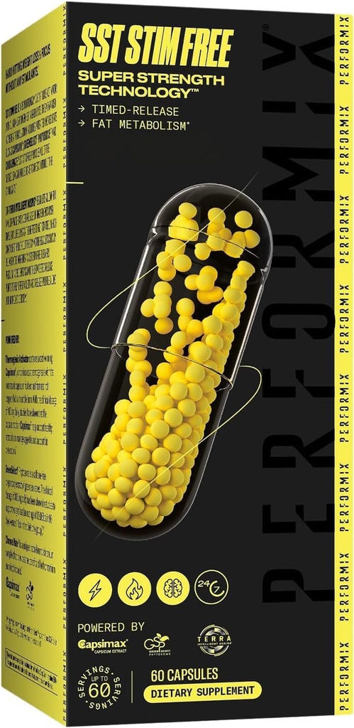 PERFORMIX SST Stim Free Super Tecnologia de Força - Não-estimulante, Timed-Libersed Energy Booster - L-Carnitine & Ashwagandha - Suplemento pré-treino, Objetivos Fitness para homens e mulheres - 60 Cápsulas
