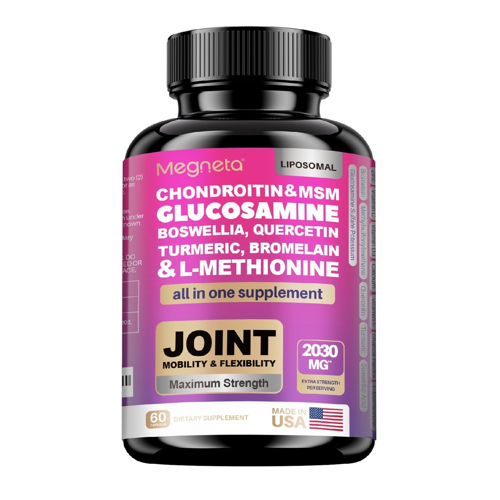19-em-1 Cápsulas de suporte conjunto Glucosamina Chondroitin Turmeric Msm Boswellia - Suplemento de suporte conjunto para ossos, Costas, Joelhos, Mãos Saúde conjunta