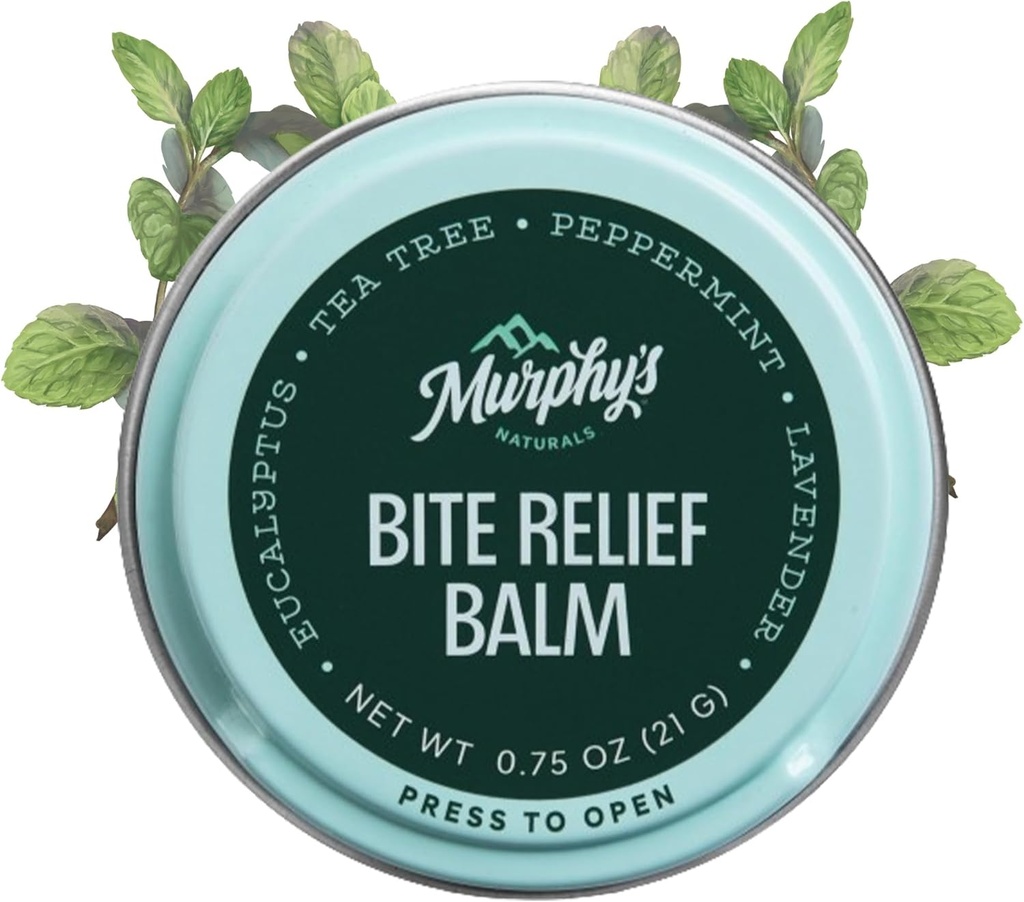 Bálsamo de alívio de mordida de insetos naturais de Murphy, viagem-amiga, acalma mordidas de bug com óleo baseado em plantas, ação rápida, aplicação fácil, 0.75oz