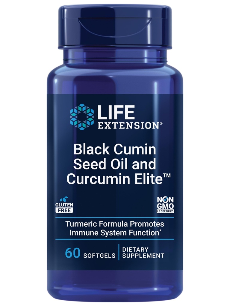 Extensão de vida Black Cumin Seed Oil e Curcumin Elite, Black Cumin, Extrato de Açafrão, Imune Health Support, alta biodisponibilidade, Saúde Corpo inteiro, Glúten Livre, Não-GMO, 60 softgels