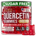JOYLI Quercetin Gummies - Quercetin com bromelaína Zinc Vitamina C & Vitamina D3 - Quercetin Suplemento 500MG para sistema imunológico e alergia - Quercetin para crianças e adultos - 60 Quercetin Chewable