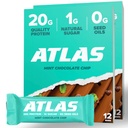 Atlas Protein Bar, 20g Protein, 1g de açúcar, Ingredientes limpos, Sem glúten, Batata de chocolate de hortelã (12 Count, Pack of 2)