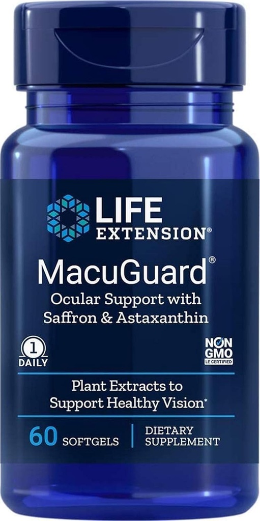 Extensão de vida Suporte Ocular Macuguard Plus Astaxantina, 60 softgels