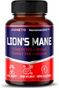 Leões Mane Suplemento Cápsulas 40% Polissacarídeos com Cordyceps, Reishi, Turkey Tail, Chaga Mushroom Complex - Cafeína-Free 18 em 1 Cérebro Suplemento para Memória e Foco