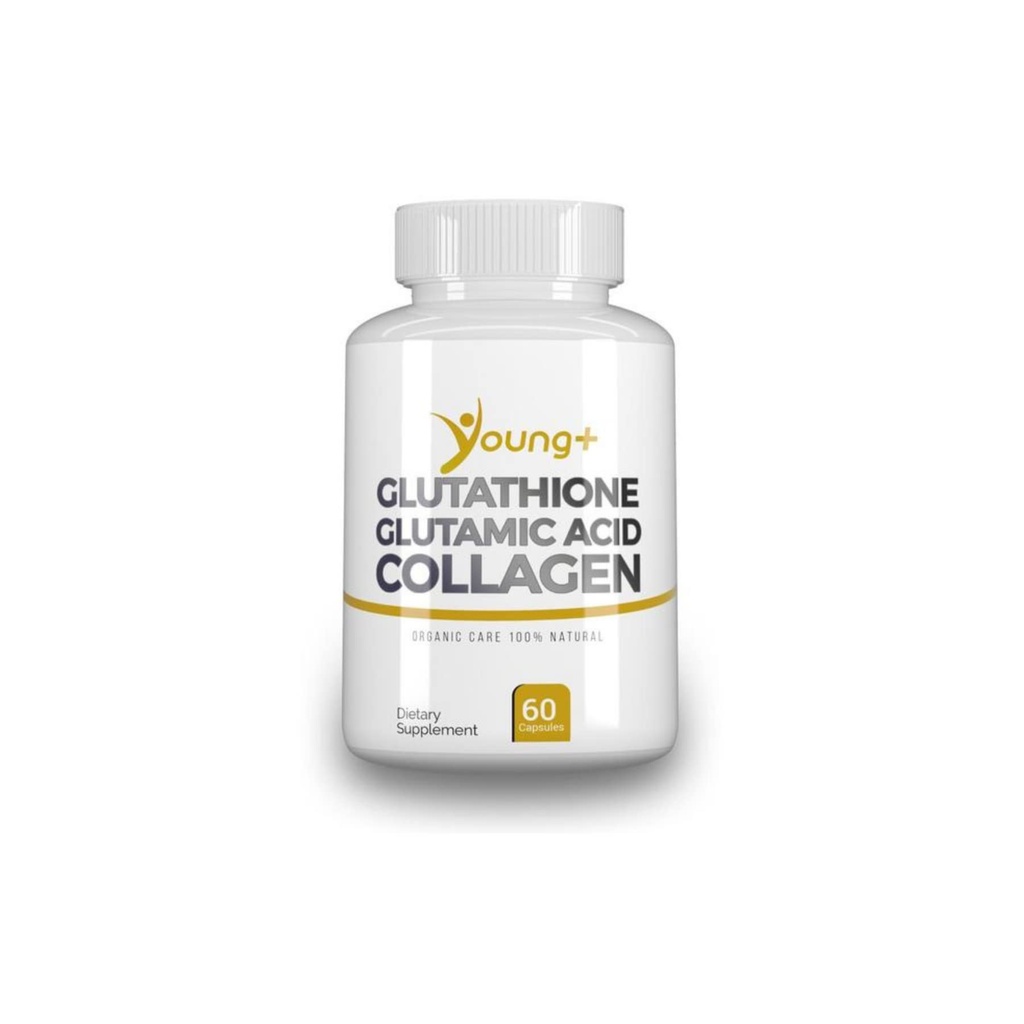 Jovem+ Glutationa, Ácido Glutamico e Colágeno. Suplemento antioxidante - 1000mg, 60 Cápsulas