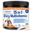 ZEBORA Dog Multivitamin Powder com glucosamina, Vitaminas e Suplementos para o Suporte Imune, Pele e Revestimento Suplemento com Omega 3 para alívio de alergia, Probióticos para Digestive & Gut Saúde