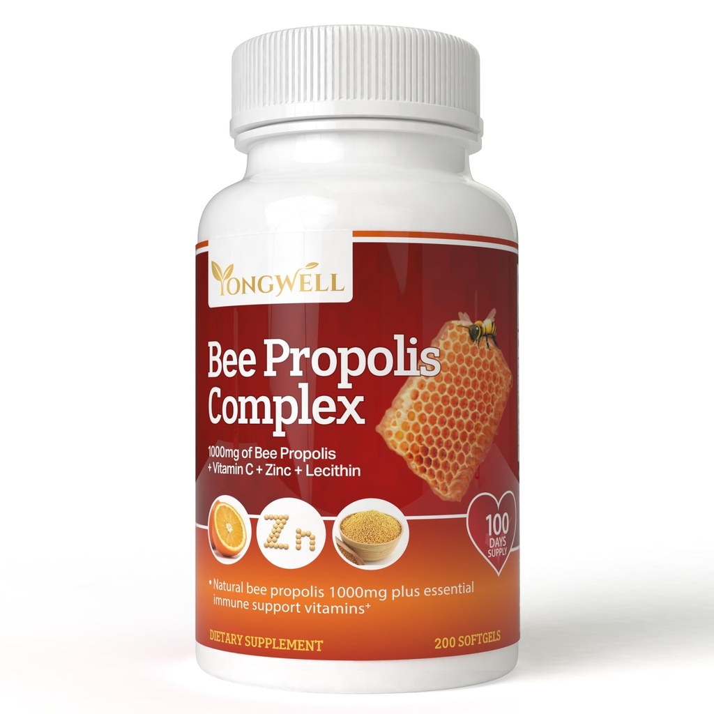 Complexo de Própolis Super Bee com Vitamina C, Zinco e Lecitina (200 Cápsulas)