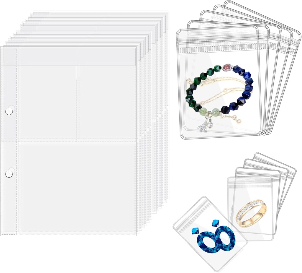 Viagem Jewelry Organizer Case Livro de armazenamento de jóias transparente Binder Bag para brincos, Anéis, Colar, Pulseira, Páginas internas e bolsas