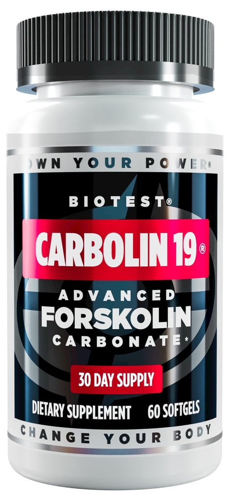 Biotest carbolina 19 – Forskolin Longo-Lasting para perda de gordura e desempenho metabólico,* 30 Servings – 60 Softgels