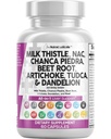 Nutracêuticos limpos Cardo de leite NAC Chanca Piedra Beterraba raiz alcachofra Astragalus Dandelion Raiz - Liver Cleanse Detox & Repair Supplement Plus TUDCA Choline & Ginger - 1Pack