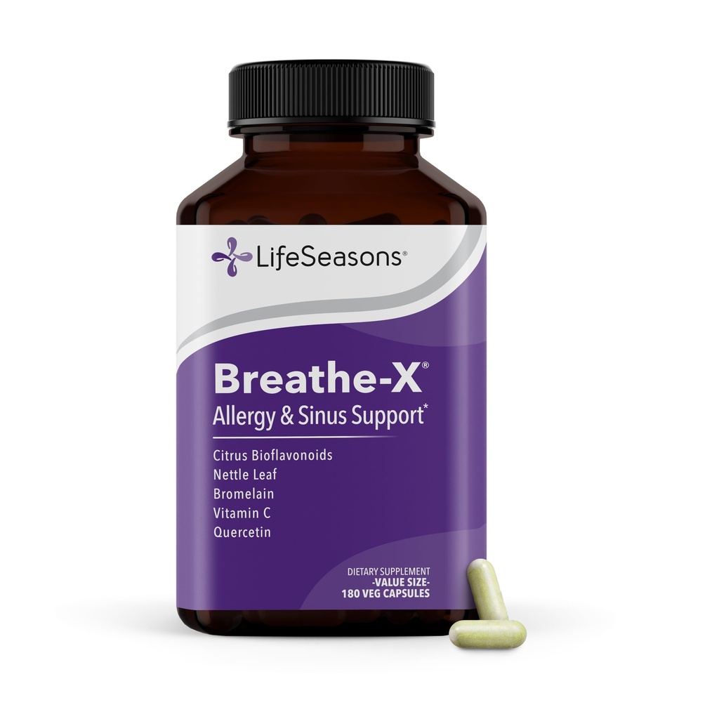 Respiração-X - Suplemento de alívio de alergia e sinusal - Suporta Sinusos e desconforto nasal - Não-Drowsy & Fast-Acting - Quercetin, Bromelain, Citrus Bioflavonoids, Folha de Nettle & Vitamina C - 180 Cápsulas