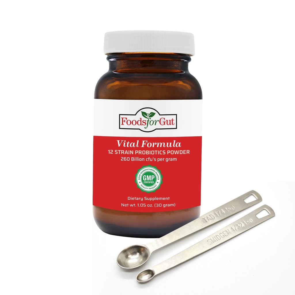 Alimentos para Gut Vital Formula 12 Strain Probiotics Powder 260 bilhões de UFC □ Made in USA □ Suporte Digestivo e Imune □ Alta potência 30 gramas (1.05 Oz)