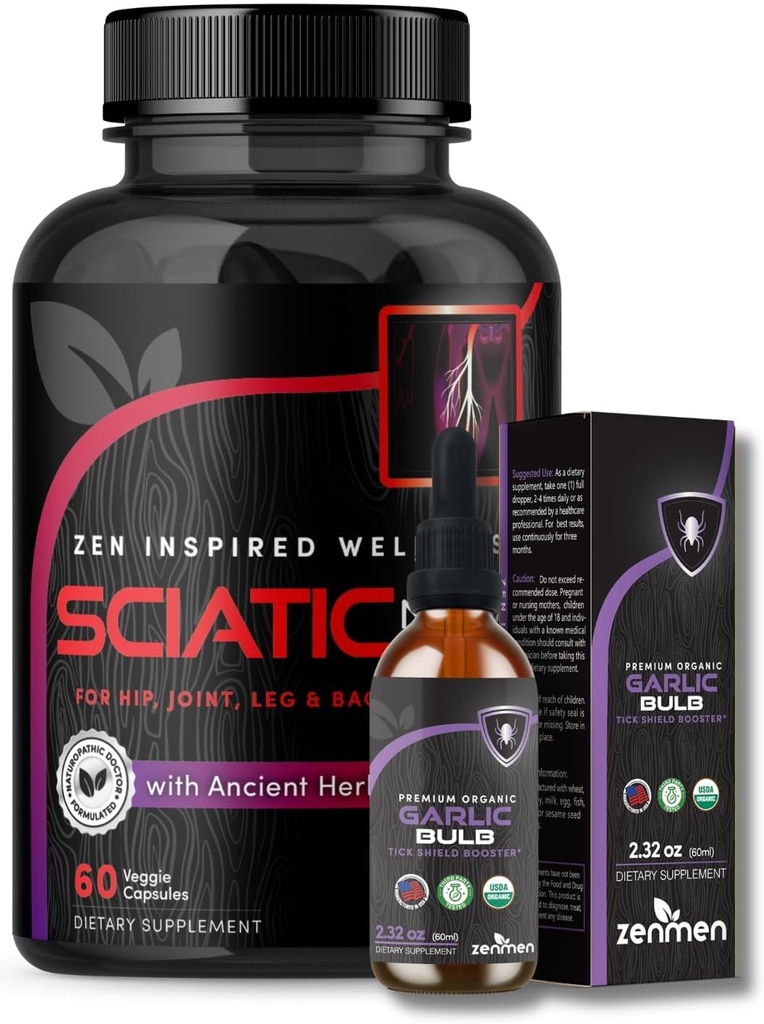 Zenmen Tintura de alho e Sciatic Nerve Suporte Bundle