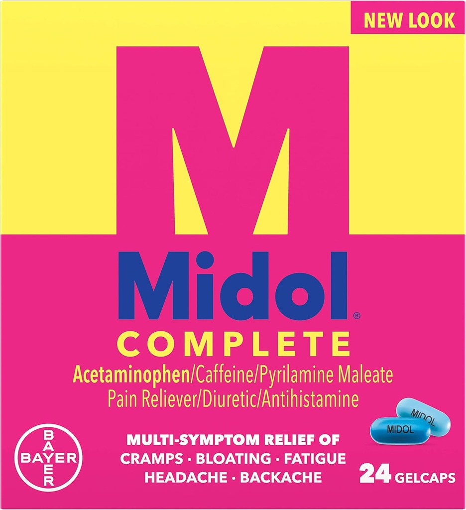 Midol Menstural completo, Gelcaps, 24 quilates