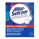 Alka-Seltzer alívio extra da azia alívio comprimidos antiácidos efervescentes, alívio da indigestão rápida, 24 Ct