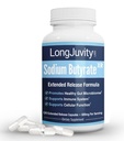LongJuvity Sodio Butirate Supplement (300mg) - Postbiótico Fonte Naturalmente - Optimal Gut Health & Leaky Gut Repair - Postbiótico Short Chain Fatty Acid, Lab Tested (120 Extended Release Caps)