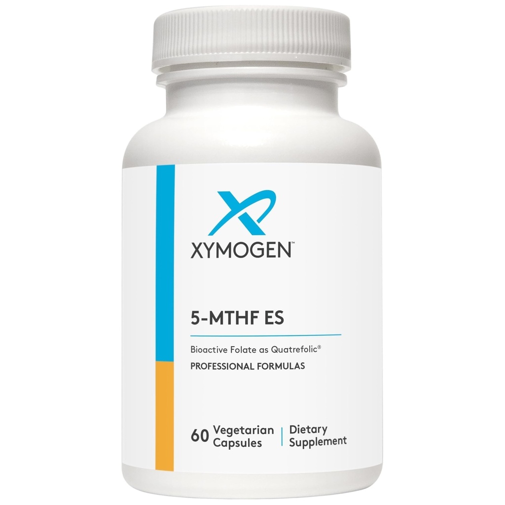 XYMOGEN 5-MTHF ES - 17.000 mcg DFE - Suplemento de folato bioativo como Quatrefolic - Humor, Cardiovascular + Suporte de metilação - Folato de metilo vitamina B como L Metilfolato (60 Cápsulas)