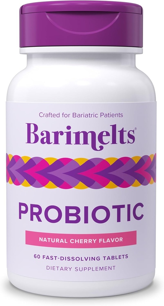 Barimelts Probiótico, 5 bilhões UFC - 60 comprimidos de dissolução rápida (2-fornecimento de mês) - Probióticos sem açúcar para as mulheres, Suporte Gut Saúde Após Cirurgia Bariátrica, Natural Cherry Flavor